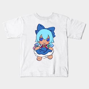 Mudwizard draws suntanned summer cirno fumo plush / touhou memes Kids T-Shirt